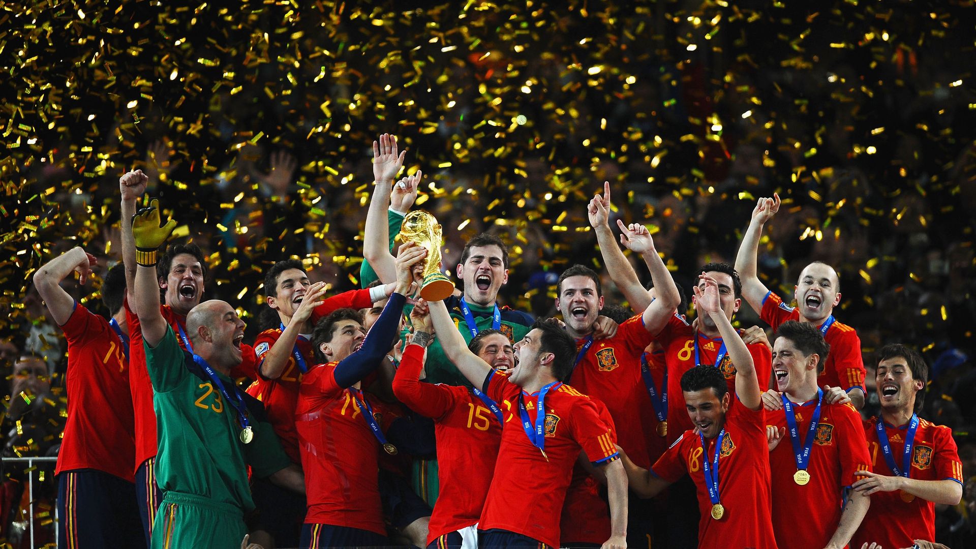 Selección de España en 2010, tras ganar la Copa del Mundo